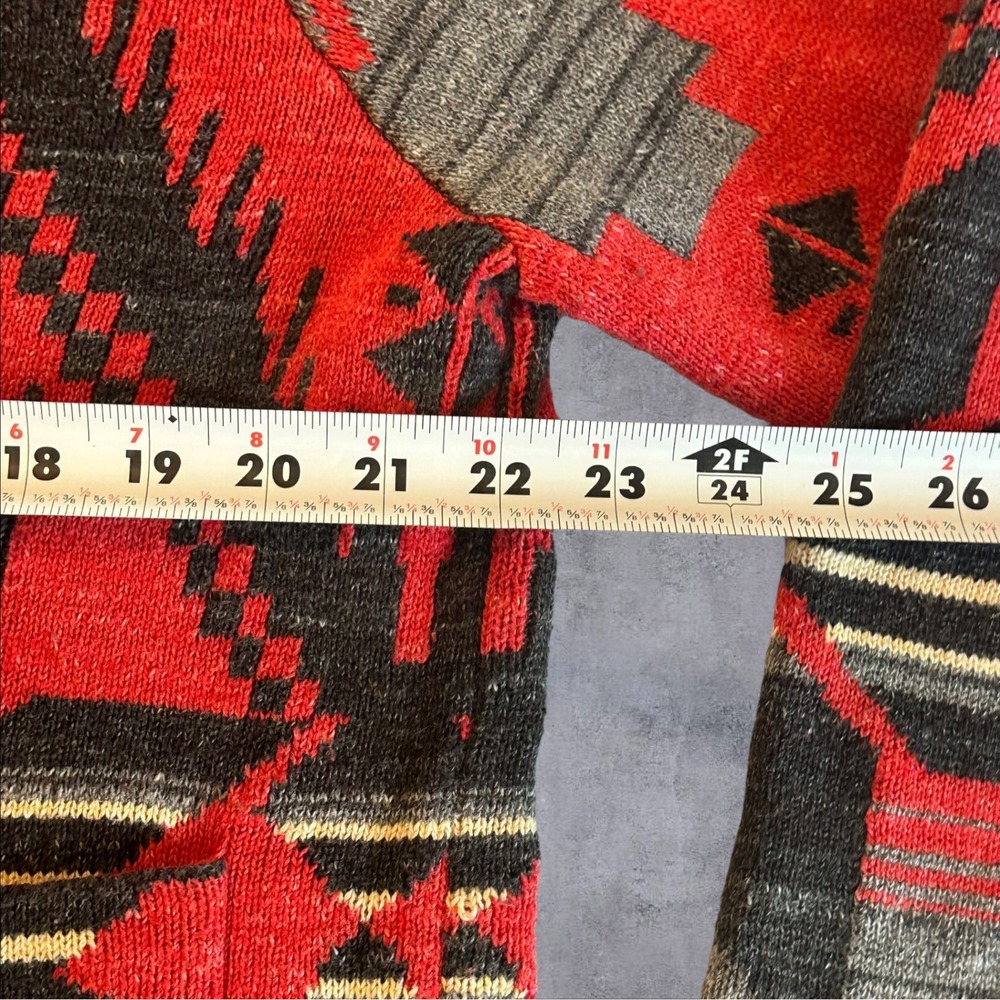 Lauren Ralph Lauren Cardigan Womens XL Red Southwestern Shawl Collar Excellent - Picture 5 of 12